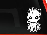 Baby Groot Vinyl Decal Sticker | Cars Trucks Vans Walls Laptops Cups (white, 5.5" inches)
