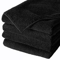 khonanpai 20 PACK NEW MICROFIBER TOWELS CLEANING TOWEL PLUSH 16X16 300 GSM LINT FREE BLACK