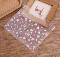 HugeDE 200 Pcs 8x10cm Cute Daisy Cello Cellophane Bags OPP Plastic Bags Flat Self Sealing Treat Bags for Bakery Cookies Pink