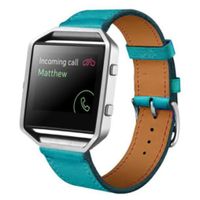 Wristband, RIUDA 2016 Luxury Leather Watch Band Wrist Strap for Fitbit Blaze Smart Watch (Blue)