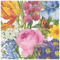 Caspari Redoute Floral Paper Dinner Napkins in Ivory, 40 Count