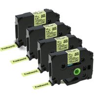 Compatible P-Touch Brother Standard Laminated TZe-C31 Label Tapes TZ-C31 TZC31, Replace for Brother PT-H100, PT-D210, PT-H110, PT-D400AD, PT-D600,Black on Yellow Fluorescent,1/2 Inches x 16Feet, 4Pack