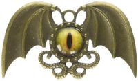 Solid Oak Steampunk Metal Pendant 1/Pkg-Dragon Eye Winged