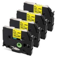 Airmall 4 Pack Compatible with TZ TZe Label Tape, Black on Yellow, 12mm 0.47 Inch, for TZ-631 TZe-631 to use with P-Touch PT-D600 PT-D600VP PT-H110 PT-D210 Label Maker (0.47 Inches x 26.2 feet)