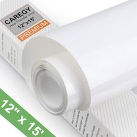 HTV Iron on Vinyl 12 inch x15 Feet Roll by CAREGY Easy to Cut & Weed Iron on Heat Transfer Vinyl DIY Heat Press Design for T-Shirts Glossy White