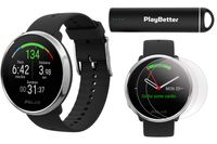 Polar Ignite Fitness GPS Watch Power Bundle (Black-Silver, M/L) | with PlayBetter HD Screen Protectors & Portable Charger | Polar Precision Heart Rate, Integrated GPS & Sleep Plus Tracking