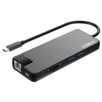 USB C Hub, 8 in 1 Hub HDMI 4K Adapter with Gigabit LAN, 2 USB 3.0, Type-C Charging Port, SD/Micro Card Readers USB Adapter for MacBook Pro, Google Chromebook 2016 (Space Gray) (Gray)