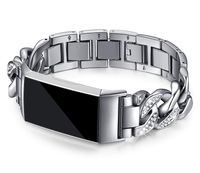 Kaleidoc Bands Compatible with Charge 3 Bands Women - Charge 3 Bracelets/Wristbands/Metal Stainless Steel Replacement Bangle with Rhinestone for Fit bit Charge 3 hr SE Bands Large Small Silver Black