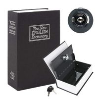 Kyodoled Book Safe with Key Lock, Portable Metal Safe Box, Dictionary Diversion Book Safe,Secret Book Hidden Safe,7.1" x 4.6" x 2 .2" Black Small