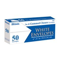 BAZIC #10 White Envelope w/ Gummed Closure (50/Pack), Case of 24