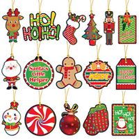 96 Christmas Gift Tags Glitter With Ribbon Tie Strings Attached 16 Designs Personalized Merry Christmas Holiday Gift Bags Wrapping Presents & Packages