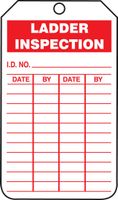 Accuform TRS248CTM PF-Cardstock Inspection & Status Record Tag, Legend"Ladder Inspection", 5.75" Length x 3.25" Width x 0.010" Thickness, Red on White (Pack of 5)