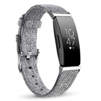 NAHAI Compatible with Fitbit Inspire HR Bands/Fitbit Inspire Band, Canvas Woven Fabric Bands Quick Release Strap Breathable Replacement Wristband for Fitbit Inspire, Women Men, Small, Gray