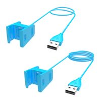 Pasow Fitbit Charge 2 Charger 2pcs Replacement USB Charger Charging Cable with Cradle Dock Adapter for Fitbit Charge 2 Smart Watch(3.3 feet +1.6 feet) (Sky Blue)