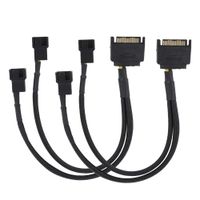 Zopsc Cooling Fan Adapter Cable SATA 15Pin to Dual 4Pin 2-Way Converter 22AWG Cable, Support Power Your Fan with SATA 15Pin Connectors, 2PCS Per Set