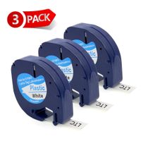 MARKLIFE Compatible DYMO Plastic Label Tape Cassette Label Refills for DYMO LetraTag Plastic Label Makers Black Print on White 1/2'' W x 13' L, 3 Rolls
