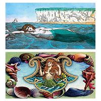 Decorative Matches, (Set of 3 Match Boxes) Long Wooden Matches,Strike Strip on Side of Box- Colored Match Tips- Candle and Fireplace Wooden Matches 4.375" x 2.35" x .75" (Seashell Mermaid)