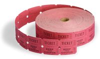 Displays2go Set of 20 Rolls - Double Raffle Ticket Roll with Entry Form, 2000 Tickets Per Roll (RBROLTKT)