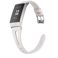Wearlizer White Leather Band Compatible with Fitbit Charge 3 Bands for Women Men, Leather Replacement Band Assesories Strap X Type Bracelet for Fitbit Charge 3