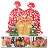 Toyvian Christmas Gift Bags Xmas Gift Wrapping Package Bags,Assorted Styles,24Pcs