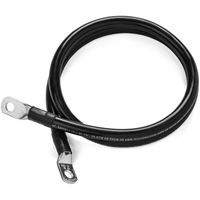 Black 4 Foot 2/0 AWG Battery Cable by Spartan Power Negative Only (4 FT 3/8" Ring Terminals)