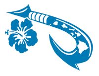 UR Impressions ABlu Hawaiian Islands Maui Hook with Hibiscus Flower Decal Vinyl Sticker Graphics Cars Trucks SUV Vans Walls Windows Laptop Tablet|Azure Blue|6 X 4.4 Inch|JJURI129