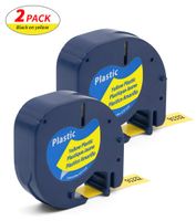 Label Orison Replace for Dymo Label Maker Letratag Tape Refills 91332 S0721620 LT Plastic Cassette Black on Yellow,1/2 Inch X 13Feet,2Pack