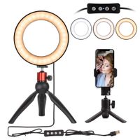 Nugilla LED Ring Light 6" with Tripod Stand for YouTube Video and Live Stream/Makeup,Cell Phone Holder Desktop LED Lamp Mini LED Camera Light with 3 Light Modes & 11 Brightness Level
