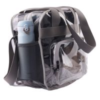 Haoguagua Heavy-Duty Clear Stadium Bag Clear Crossbody Tote Bag NFL & PGA Stadium Approved 12 x 12 x 6, with Extra Long Adjustable Shoulder Strap and Handles (Grey)