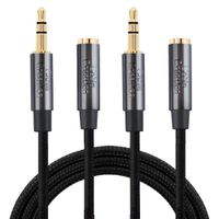 3.5mm Headphone Extension Cable, CableCreation 3.5mm Male to Female Audio Extension Cable, 3.5mm Extension Cable 1.5FT 2Pack with Silver-Plating Copper, 0.45M
