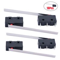 Twidec /10Pcs 5A 125 250V AC SPDT 1NO 1NC Very Long Straight Hinge Lever Arm Switch Snap Action Button Type 3 Pins Mini Micro Limit Switch KW11-3Z04