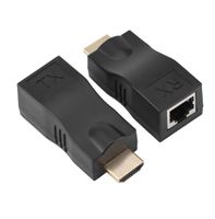 2x HDMI To RJ45 Network Cable Extender Converter Repeater Over Single 30m CAT-5e CAT6 Support HDMI1.4 3D 1080P Resolution, 4k 2k