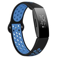 DYKEISS Compatible with Fitbit Inspire HR Fitness Tracker Sport Band, Soft Silicone Replacement Accessory Women Men Breathable Wristband Strap (Small, Black/Blue)