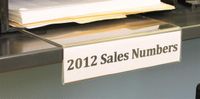 Displays2go Shelf Sign Holder, Set of 10 Library Signs, Book Shelf Labels, 8.5x2" (SHELF8X2)