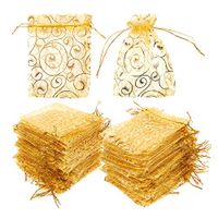 120 Pack Organza Gift Bags - Mesh Favor Bags, Wedding Gifts, Gold, 3.7 x 4.8 Inches