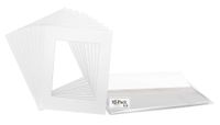 Mat Board Center, Acid-Free Pre-Cut 16x20 White Picture Mat Set. Includes a Pack of 10 White Core Bevel Cut Mattes for 11x14 Photos, Backers & Clear Bags