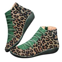 Women's Ankle Boots Ladies Leather Retro Lace up Side Zip Vintage Booties Flat Heel Arch Support Shoes (10.5, Brown-B)