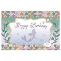 ANMAIKER 59in X 35.4in Mermaid Backdrop,Photographic Studio Photo Backgrounds,Happy Birthday Party,Baby Shower,Video Props,Booth Props