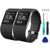 Wizvv Compatible Bands Replacement for Fitbit Surge, with Metal Buckle Fitness Wristband Strap Women Men Large Small (2 Pack)