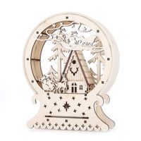 ❤Ywoow❤  Christmas Decor Ornament LED Lights Deer Cart Luminous Wooden House Mall Window