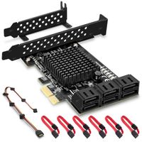Rivo SATA III PCIe Card, 6 Sata Ports with 6 SATA Data Cables a SATA Powe Splitter Cable, 6 Gb/s SATA Controller PCIe Expression Card with Low Profile Bracket,Support 6 SATA 3.0 Hard Drives  