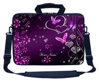Meffort Inc Custom/Personalized Laptop Bag with Side Pocket & Shoulder Strap for Notebook Ultrabook Chromebook, Customized Your Name (15.6 Inch, Heart Butterflies A)