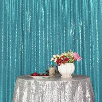 Eternal Beauty Teal Sequin Wedding Backdrop Photography Background Party Curtain, 4Ft X 6Ft