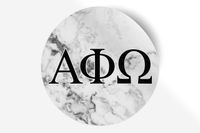 Alpha Phi Omega Sticker Greek Sorority Decal for Car, Laptop, Windows, Officially Licensed Product, Monogram Design 5" x 5" - White Marble