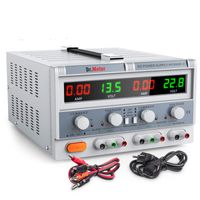Dr.meter Triple Linear Variable DC Power Supply, Adjustable 30V/5A, Series and Parallel Mode, Input Voltage 104-127V, with Alligator Leads to Banana and AC Power Cable (HY3005F-3)