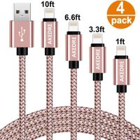 Charger Cables, 4Pack [10FT 6.6FT 3.3FT 1FT] Nylon Braid USB Syncing and Charging Cable Data Nylon Braided Cord Charger Compatible with Phone X / 8/8 Plus /7/7 Plus/6/6 Plus/6s Plus/5/5s/5c