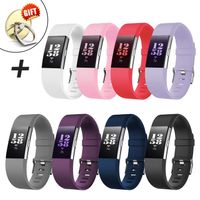 [8-Pack] IYOU Compatible for Fitbit Charge 2 Replacement Bands, Classic Edition Adjustable Silicone Sport Wristbands Fitbit Charge 2 Bands for Women and Men, Large,【Gift】 1X Finger Ring Stand