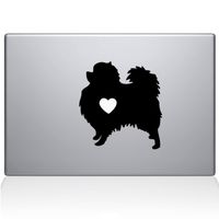 The Decal Guru Pomeranian Love Silhouette Decal Vinyl Sticker, 15" MacBook Pro (2015 & Older Models), Black (2336-MAC-15P-BLA)