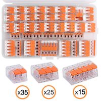 BUYGOO 3 Type 2/3/5 Port Lever-Nut Wire Connector Assortment Pack Conductor Compact Splicing Connector Lever Nut Kit for Solid Stranded Flexible Wires 250 V 24-12 AWG PCT-412/PCT-413/PCT-415 (75PCS)