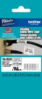 Brother Genuine P-touch TZE-FX231 Tape, 1/2" (0.47") Wide Flexible-ID Laminated Tape, Black on White, Best Suited for Wire Wrapping and Frlagging, Water-Resistant, 0.47" x 26.2' (12mm x 8M), TZEFX231